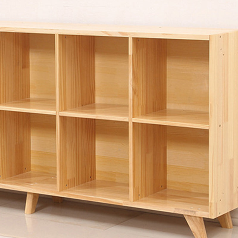 Contemporary Horizontal Shelf Bookcase Pine Bookshelf for Living Room