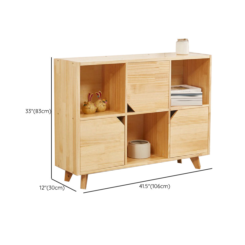 Contemporary Horizontal Shelf Bookcase Pine Bookshelf for Living Room
