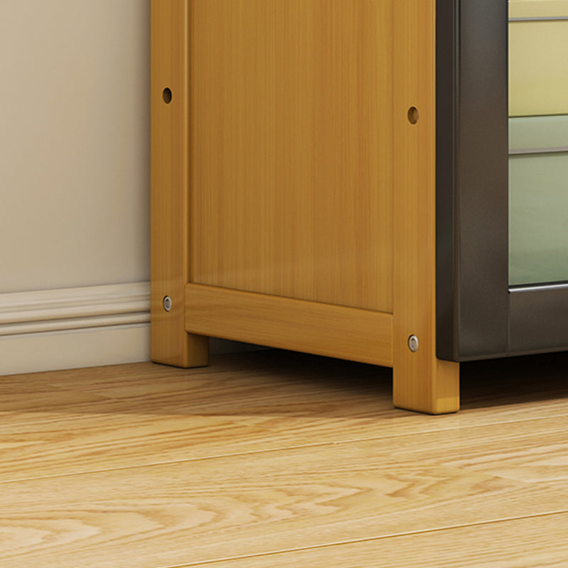 Contemporary Shelf Bookcase Bamboo Bookshelf with Doors for Living Room