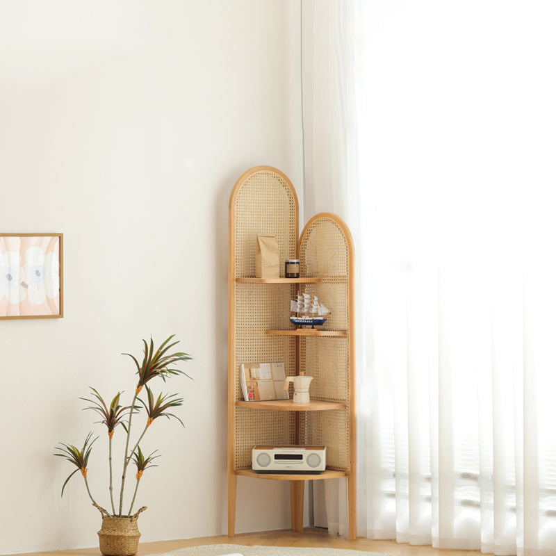 Corner Wooden 4-Tier Shelf Contemporary Bookcase with Shelves