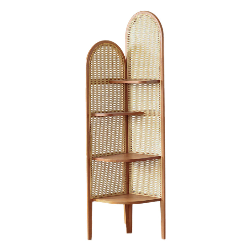 Corner Wooden 4-Tier Shelf Contemporary Bookcase with Shelves