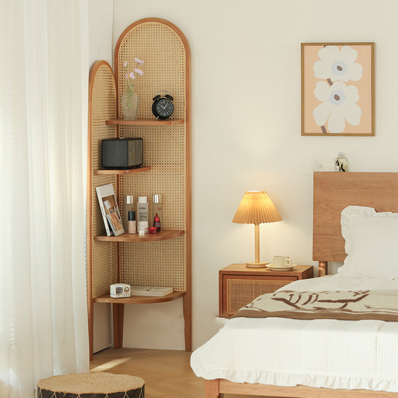 Corner Wooden 4-Tier Shelf Contemporary Bookcase with Shelves