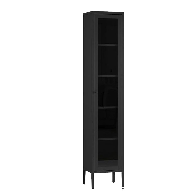 Standard Metal Bookshelf Closed Back 5 Shelves Bookcase with Doors