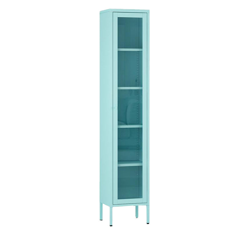 Standard Metal Bookshelf Closed Back 5 Shelves Bookcase with Doors