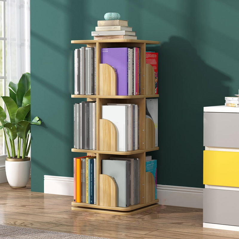 Contemporary Wooden Bookcase Closed Back Shelf Bookcase with Caster