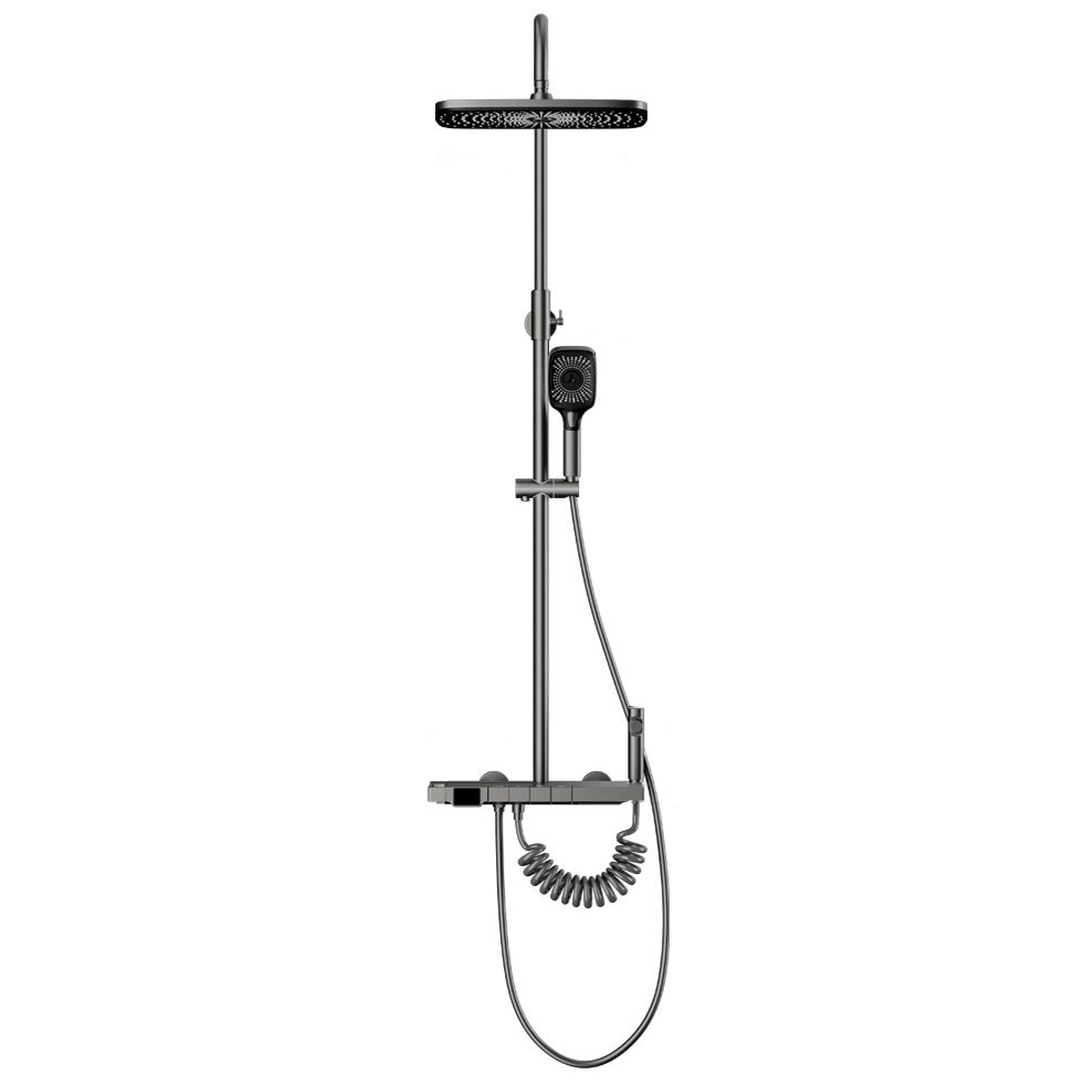 Wall Mounted Modern Square Metal  Shower Brass Shower Head Shower Faucet in Gray