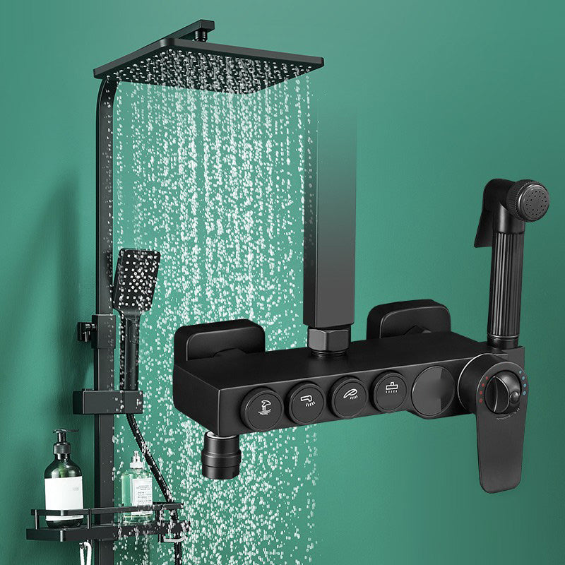 Modern Adjustable Water Flow Shower Faucet Shower Arm Hose Shower System on Wall