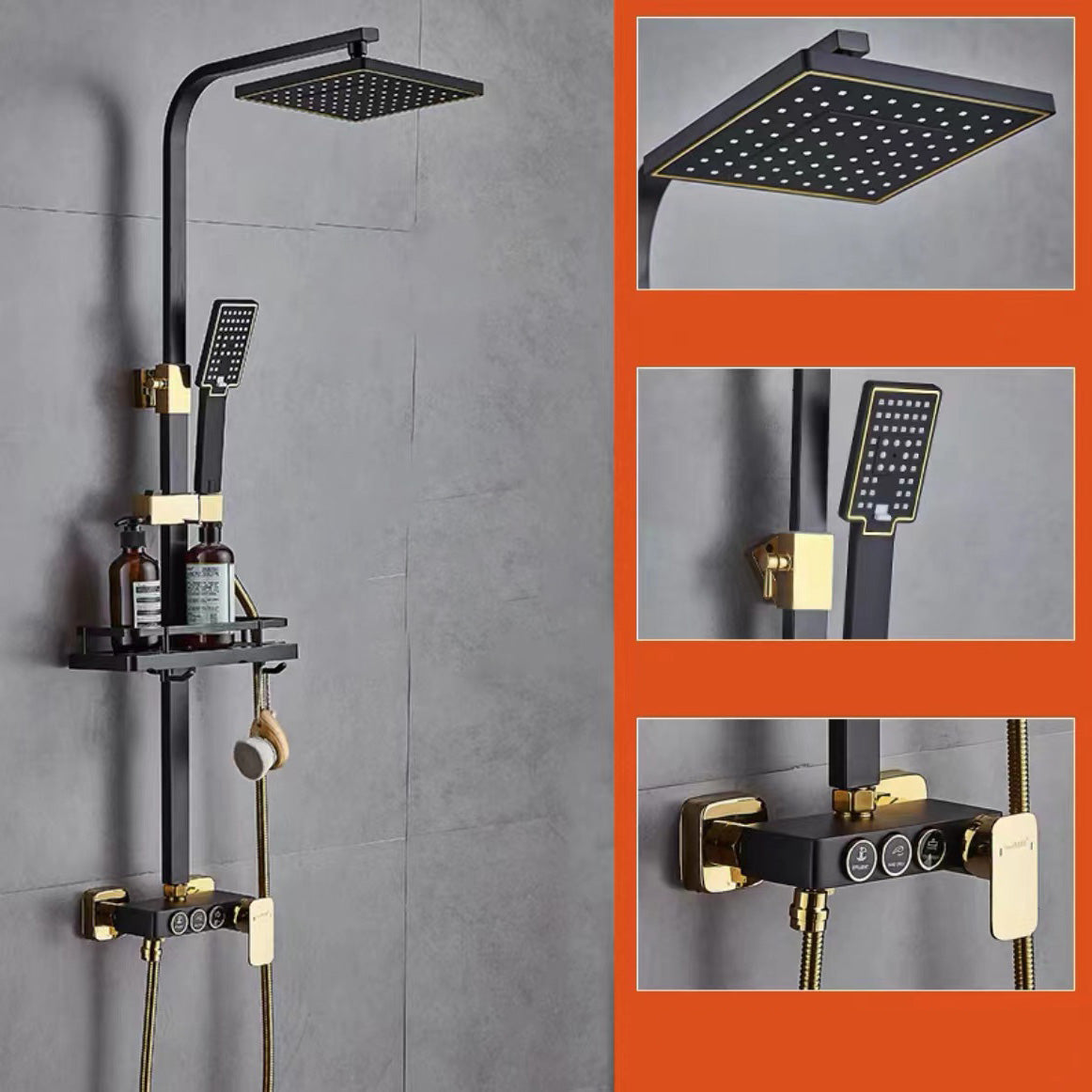 Wall Mounted Shower Arm Shower Faucet Pressure Balanced Diverter Valve Shower System