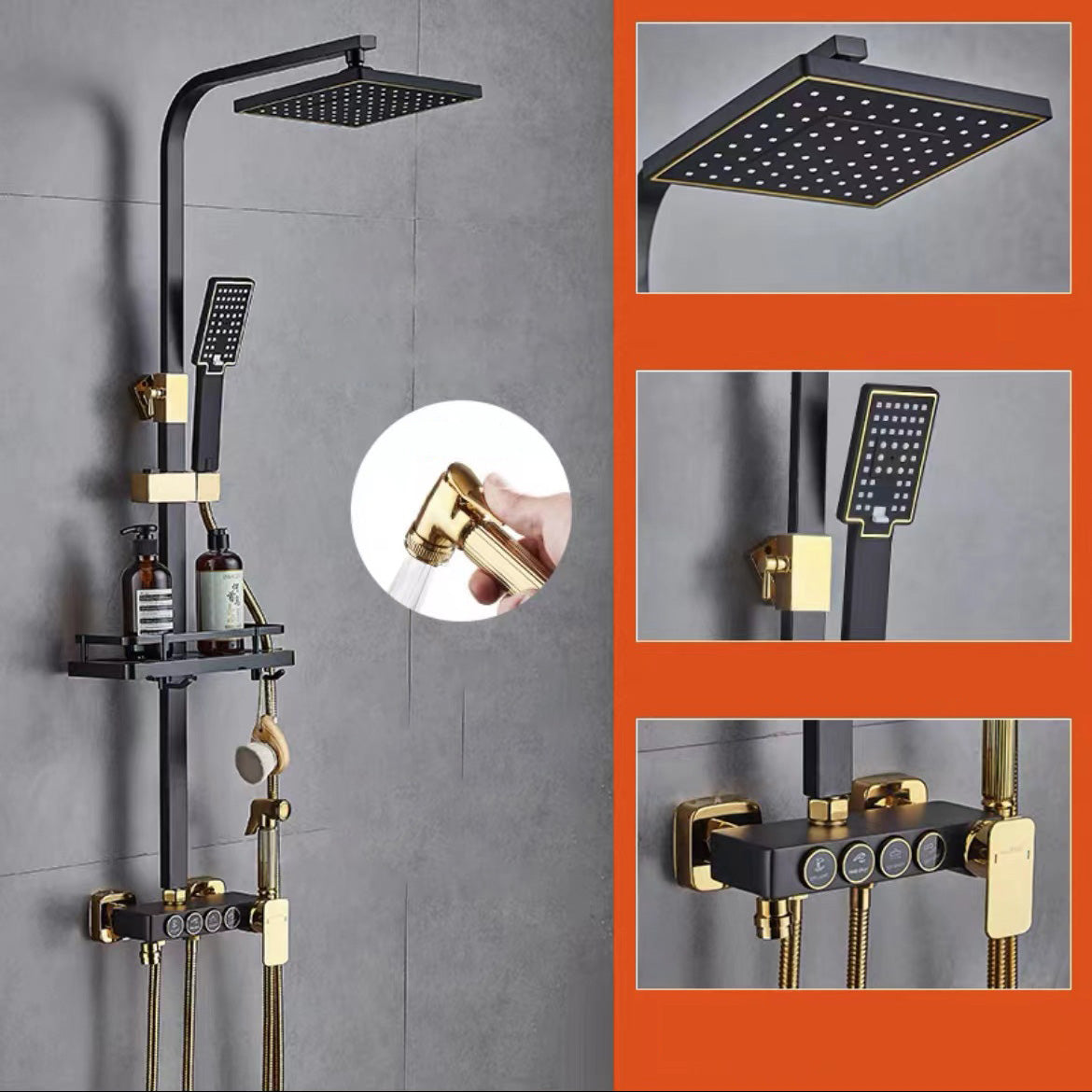 Wall Mounted Shower Arm Shower Faucet Pressure Balanced Diverter Valve Shower System