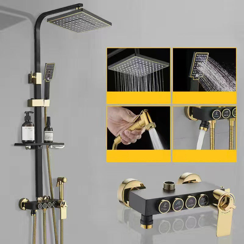 Wall Mounted Shower Arm Shower Faucet Pressure Balanced Diverter Valve Shower System