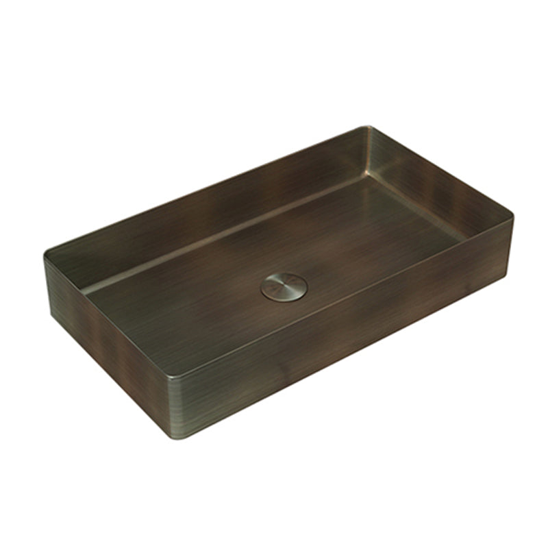 Modern Wash Stand Metal Rectangular with Drain Assembly and Faucet Vessel Bathroom Sink