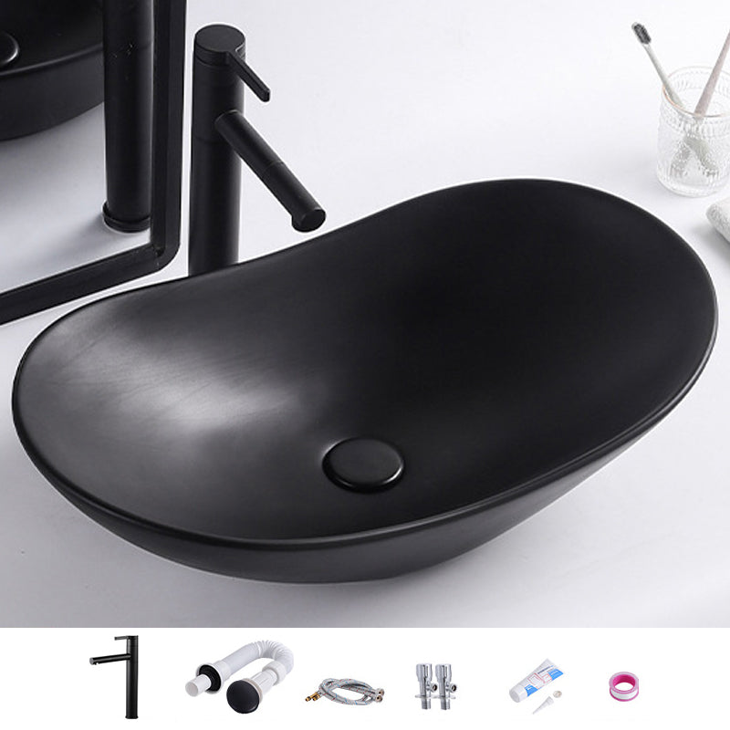 Modern Bathroom Sink Oval Bathroom Sink Overflow with Basin and Faucet