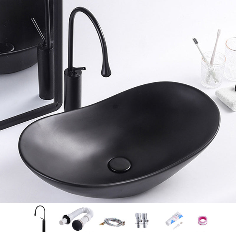 Modern Bathroom Sink Oval Bathroom Sink Overflow with Basin and Faucet