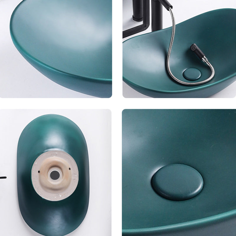 Modern Bathroom Sink Oval Bathroom Sink Overflow with Basin and Faucet