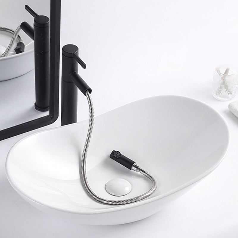 Modern Bathroom Sink Oval Bathroom Sink Overflow with Basin and Faucet