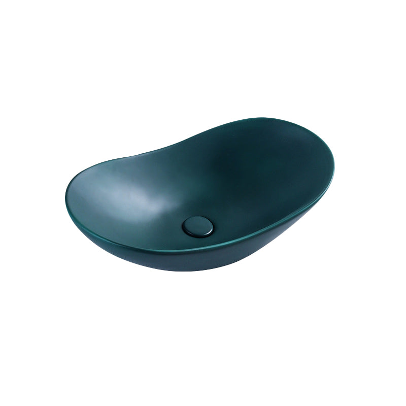 Modern Bathroom Sink Oval Bathroom Sink Overflow with Basin and Faucet