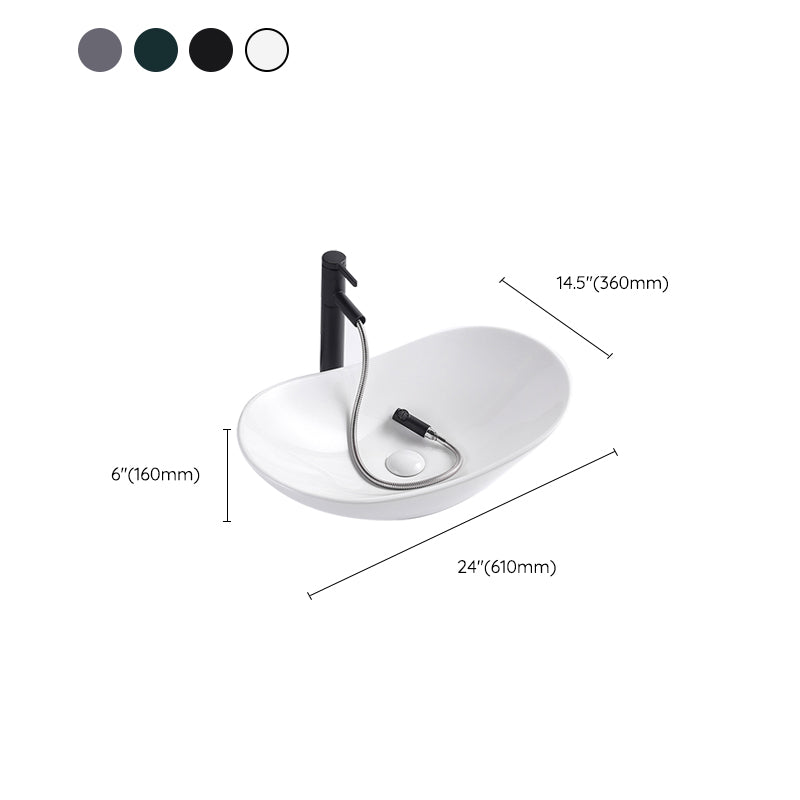 Modern Bathroom Sink Oval Bathroom Sink Overflow with Basin and Faucet