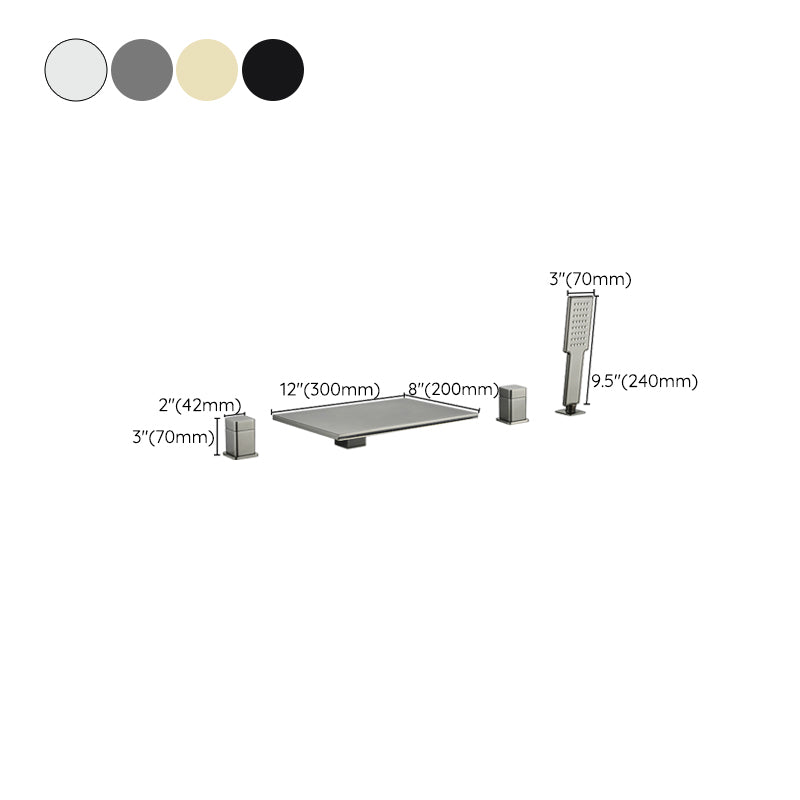 Modern Wall Mounted Metal Tub Filler Low Arc Waterfall Tub Faucet Trim
