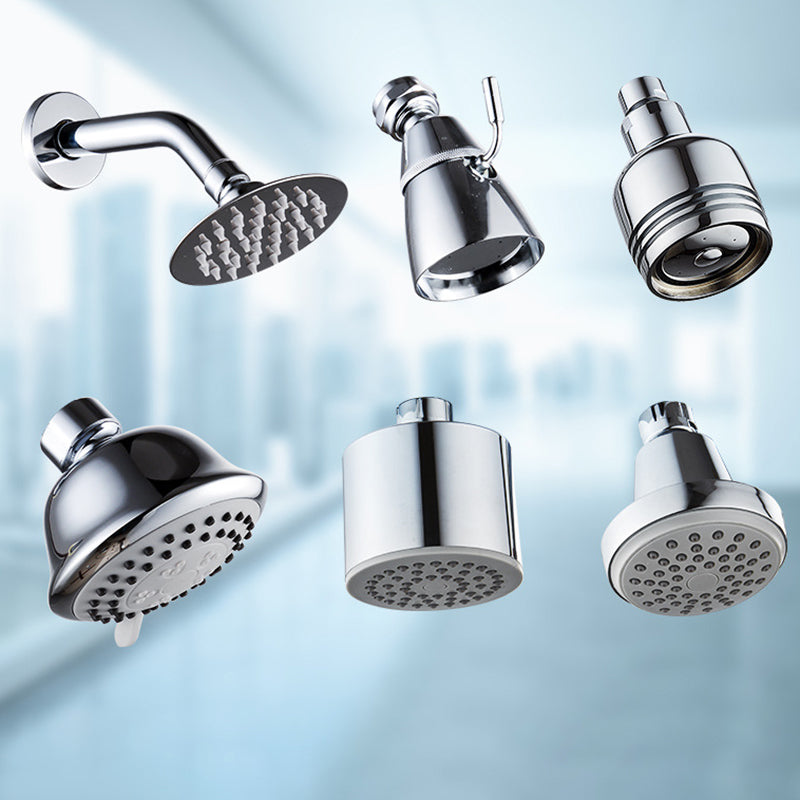 Round Stainless Steel Showerhead in Silver Wall-Mount Showerhead