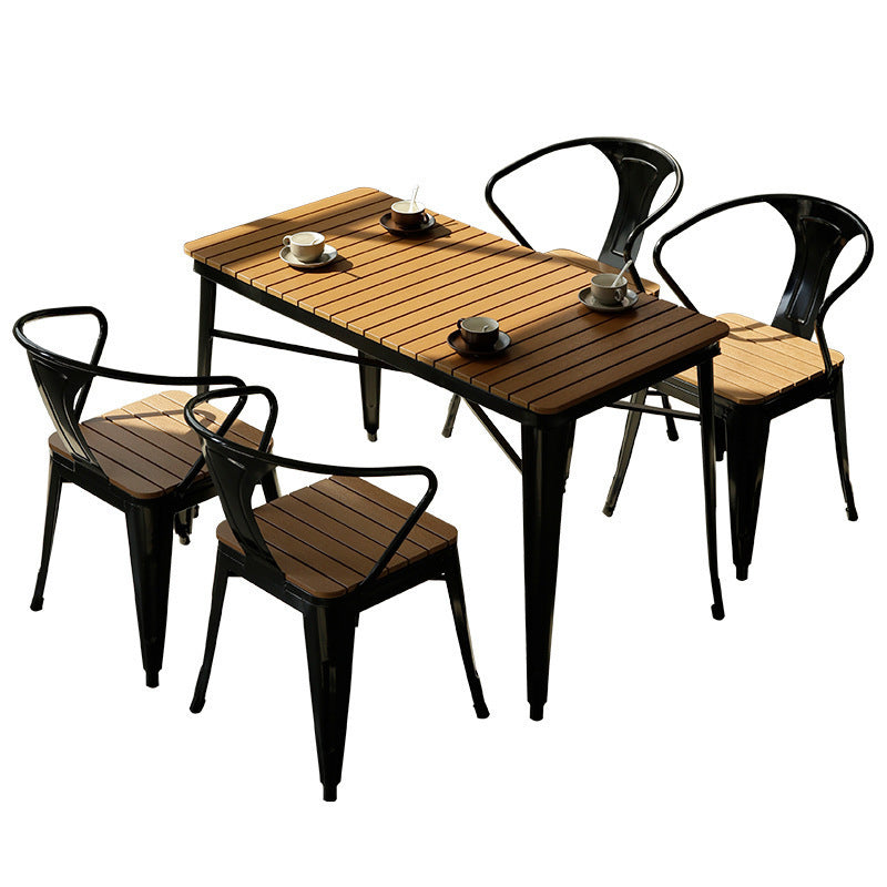 Industrial 1/3/5/7 Pieces Metal Dining Set Reclaimed Wood Dining Table Set for Outdoor