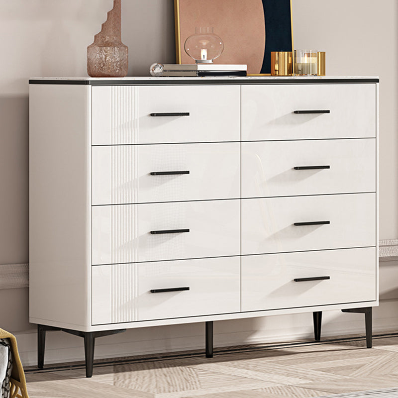 Glam Stone Storage Chest Bedroom 11.8" Wide Chest in White with Drawers