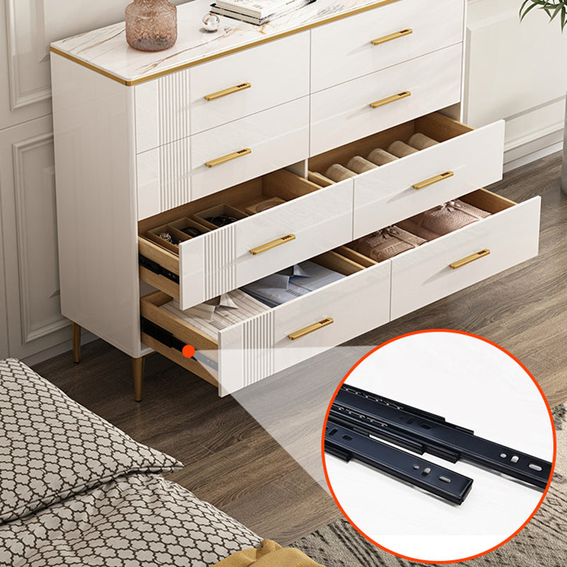 Glam Stone Storage Chest Bedroom 11.8" Wide Chest in White with Drawers