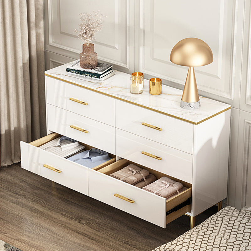 Glam Stone Storage Chest Bedroom 11.8" Wide Chest in White with Drawers
