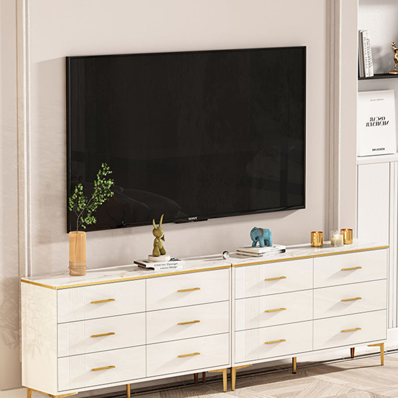 Glam Stone Storage Chest Bedroom 11.8" Wide Chest in White with Drawers