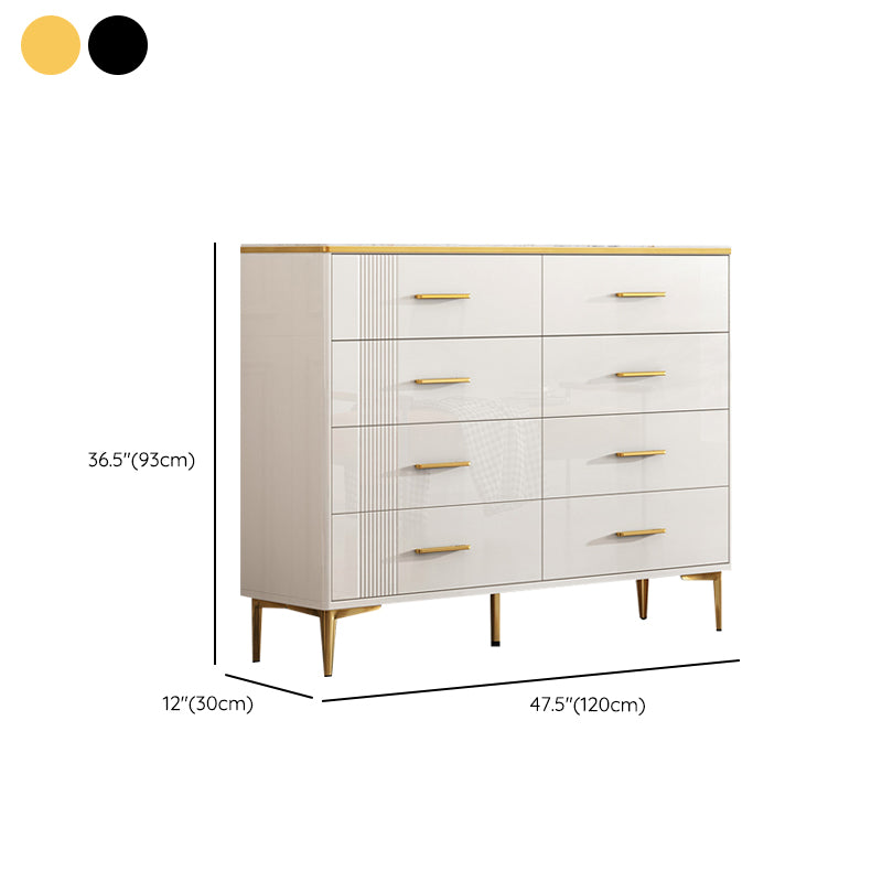 Glam Stone Storage Chest Bedroom 11.8" Wide Chest in White with Drawers