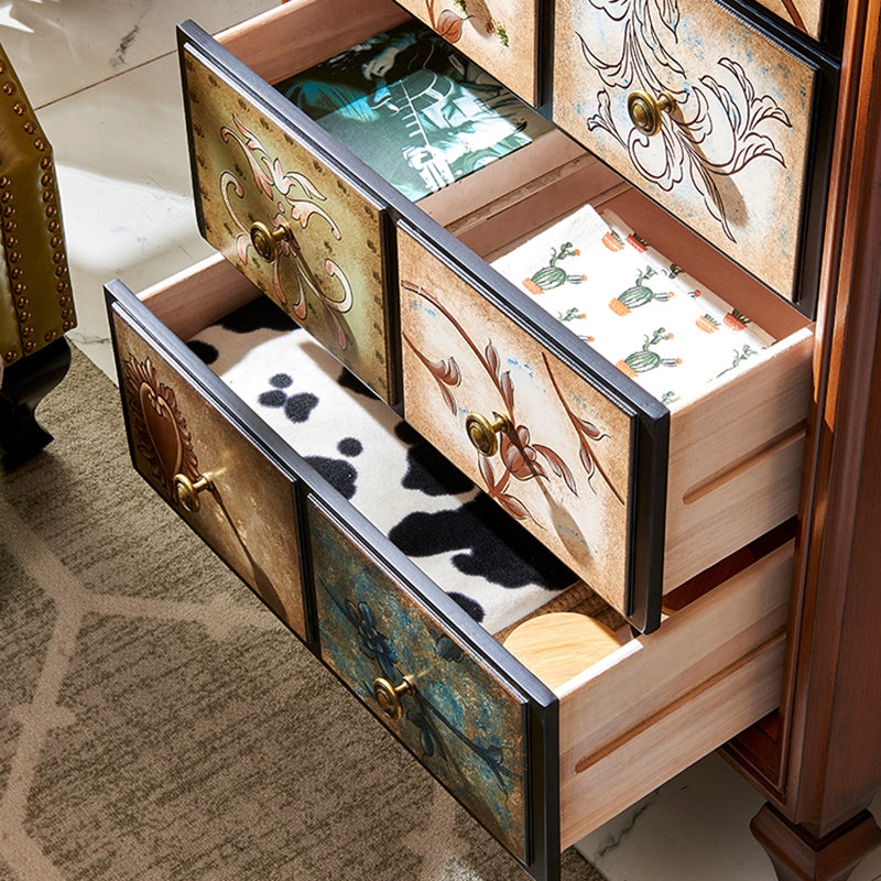 Vertical Traditional Wooden Storage Chest Bedroom Chest with Drawers