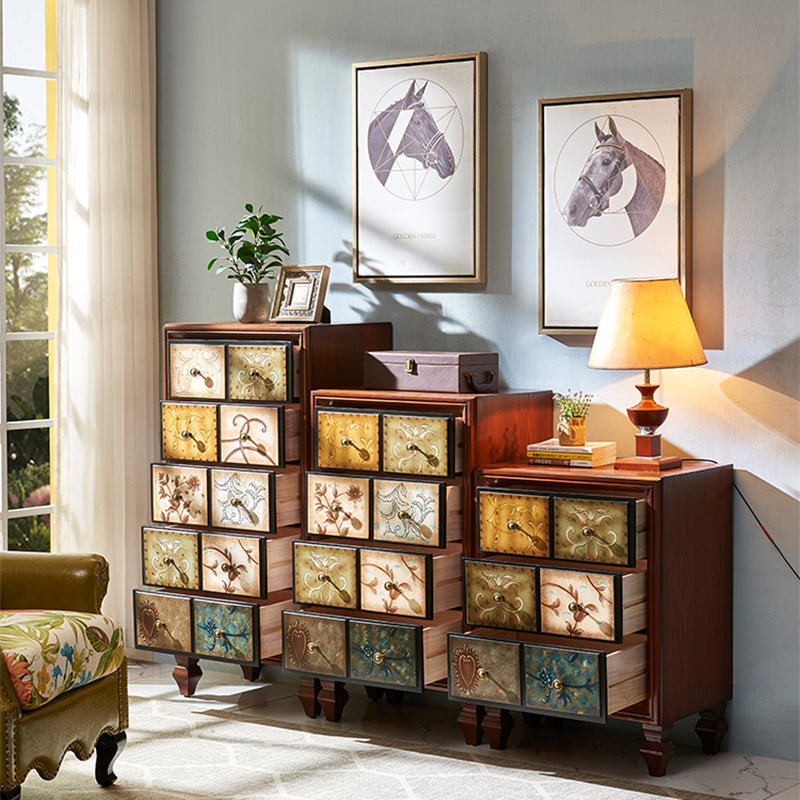 Vertical Traditional Wooden Storage Chest Bedroom Chest with Drawers