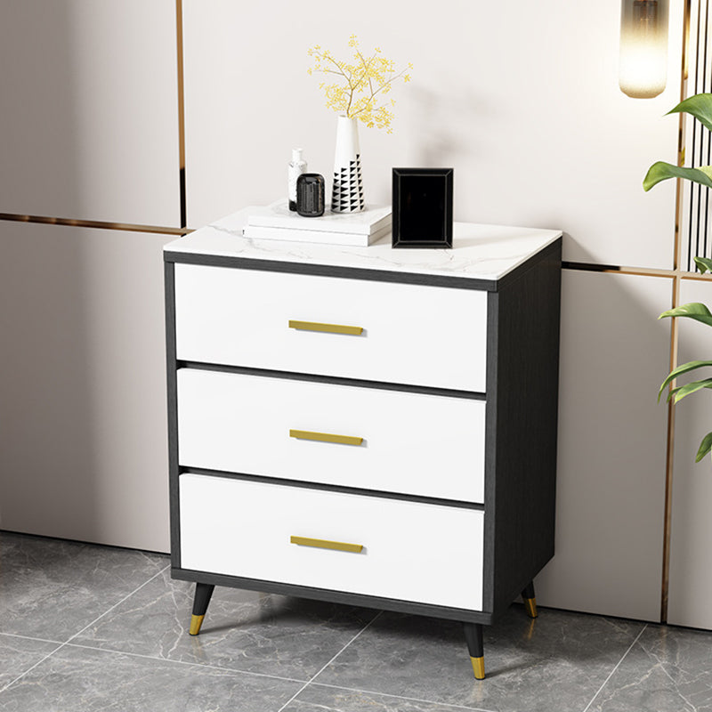Stone Glam Storage Chest Bedroom Vertical Chest with Drawers