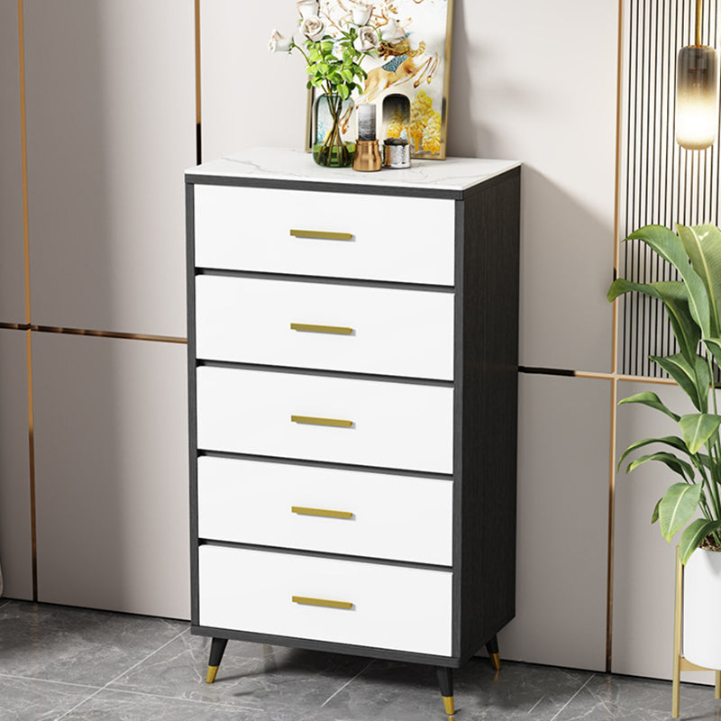 Stone Glam Storage Chest Bedroom Vertical Chest with Drawers
