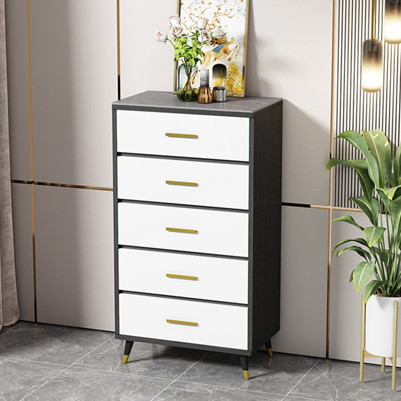 Stone Glam Storage Chest Bedroom Vertical Chest with Drawers