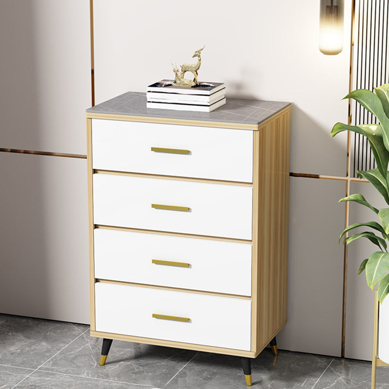 Stone Glam Storage Chest Bedroom Vertical Chest with Drawers