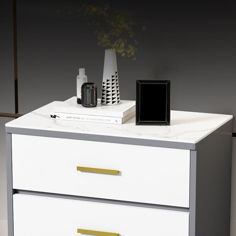 Stone Glam Storage Chest Bedroom Vertical Chest with Drawers