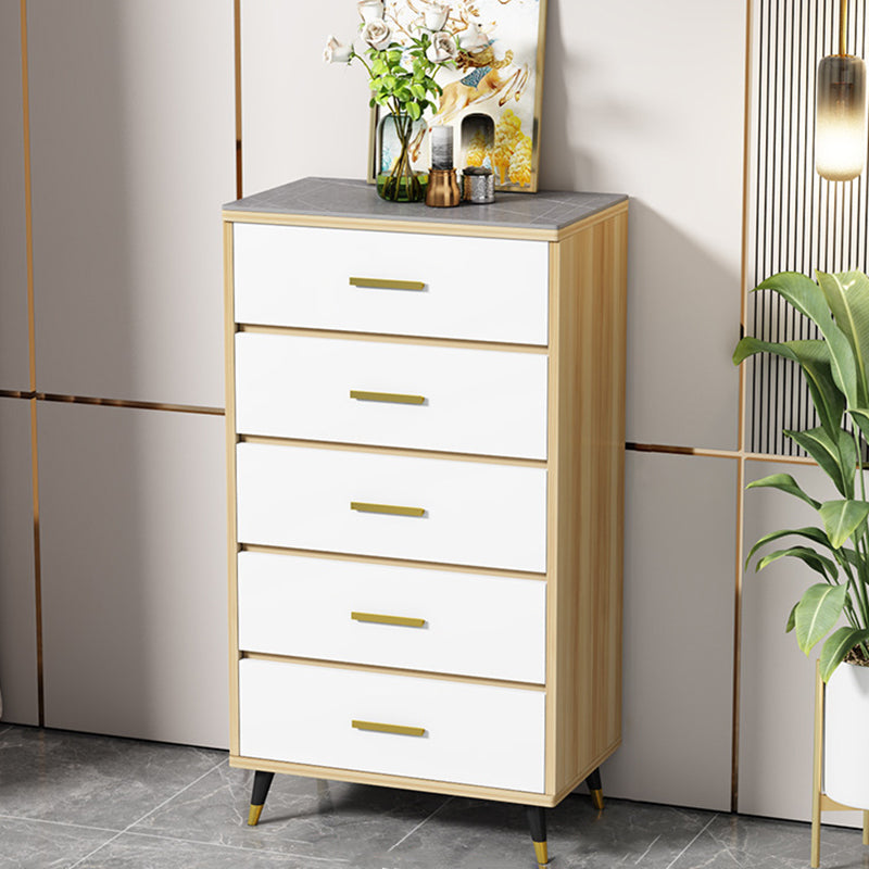 Stone Glam Storage Chest Bedroom Vertical Chest with Drawers