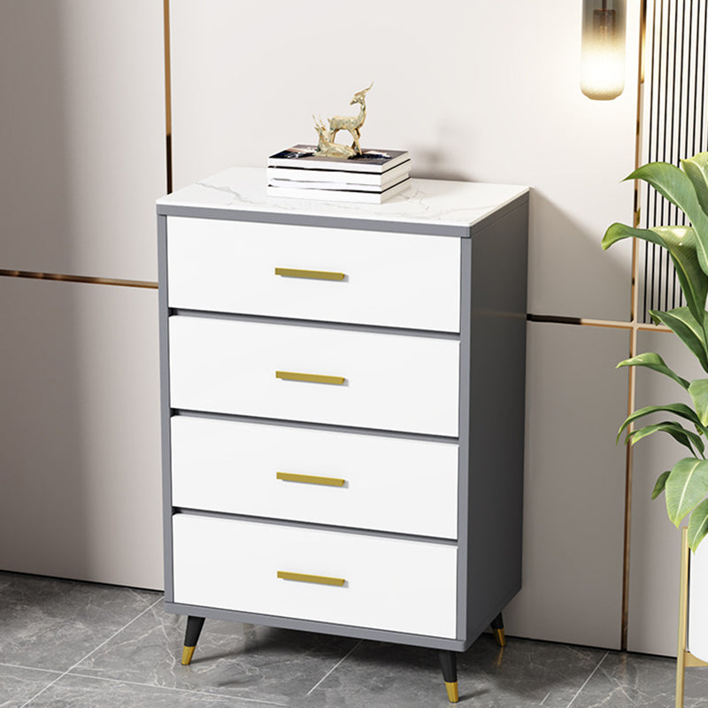 Stone Glam Storage Chest Bedroom Vertical Chest with Drawers