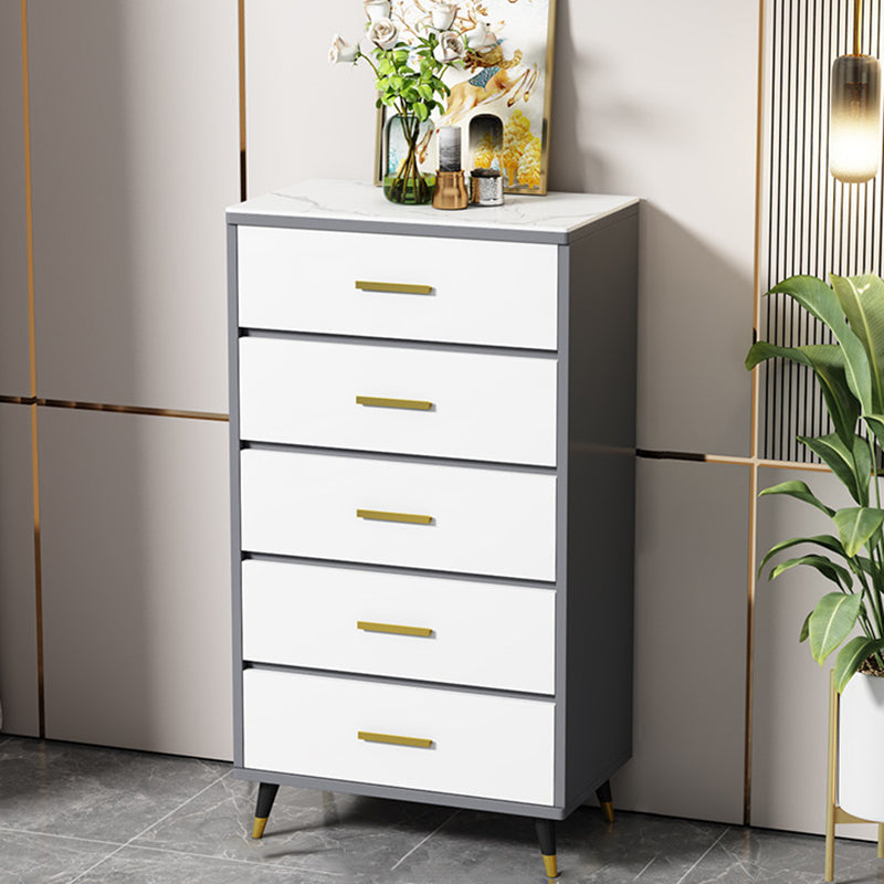 Stone Glam Storage Chest Bedroom Vertical Chest with Drawers