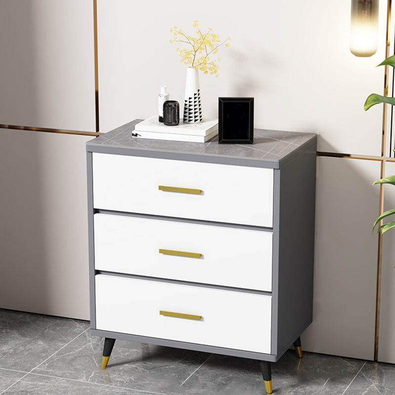 Stone Glam Storage Chest Bedroom Vertical Chest with Drawers