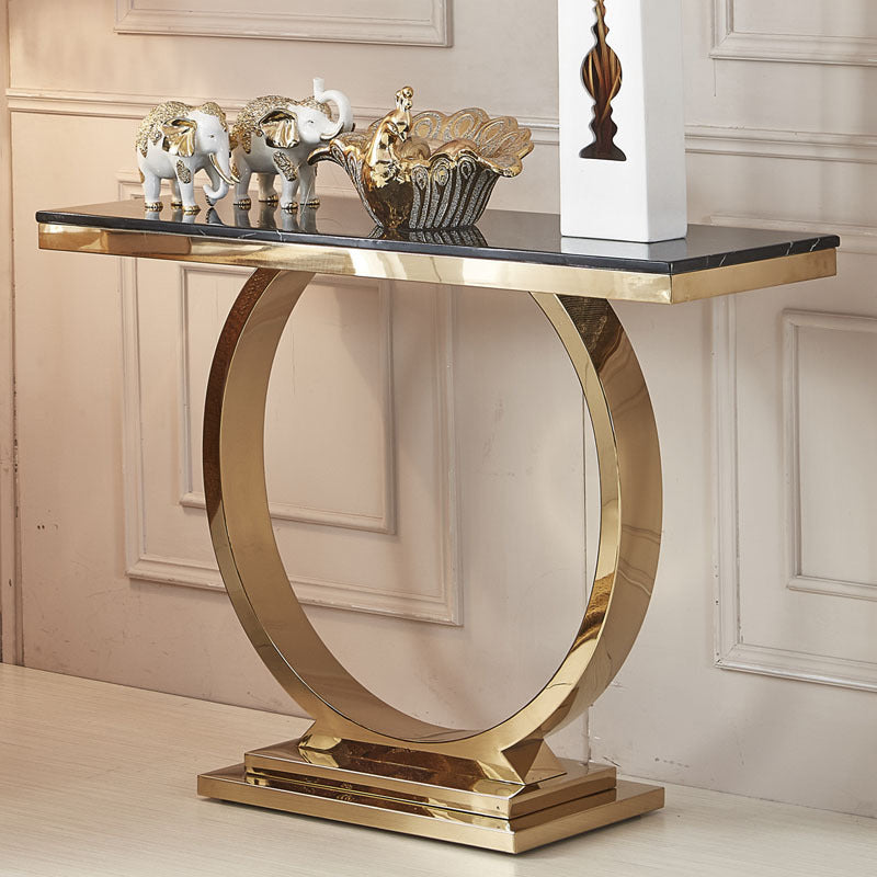 16" W Marble Console Table Glam Stain Resistant Accent Table for Hall