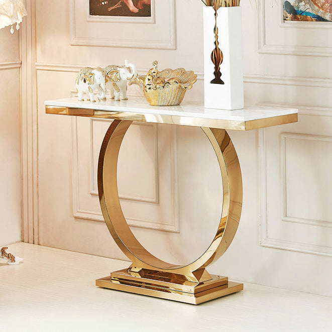 16" W Marble Console Table Glam Stain Resistant Accent Table for Hall