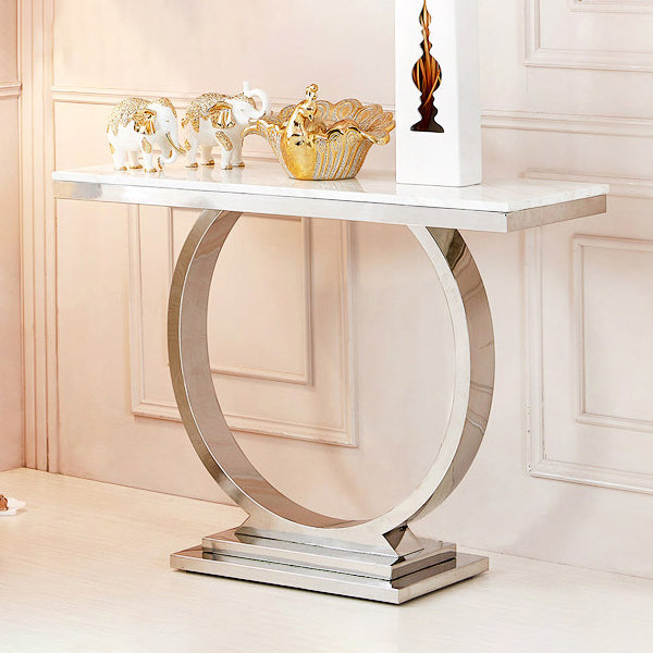 16" W Marble Console Table Glam Stain Resistant Accent Table for Hall