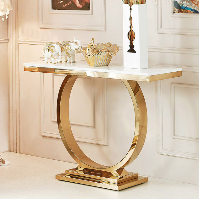 16" W Marble Console Table Glam Stain Resistant Accent Table for Hall