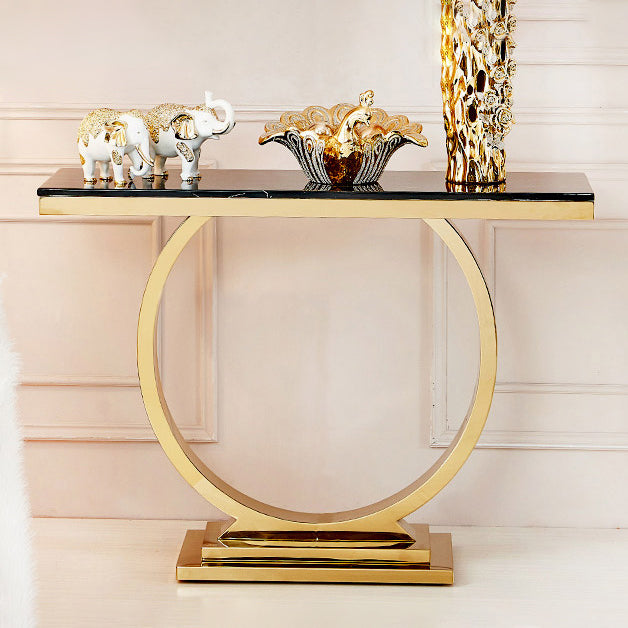 16" W Marble Console Table Glam Stain Resistant Accent Table for Hall