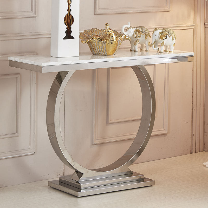 16" W Marble Console Table Glam Stain Resistant Accent Table for Hall