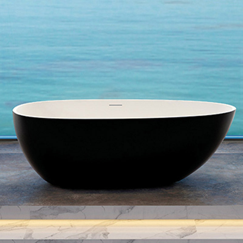 Modern Stone Bathtub Freestand Soaking Bathtub with Drain Bath Tub