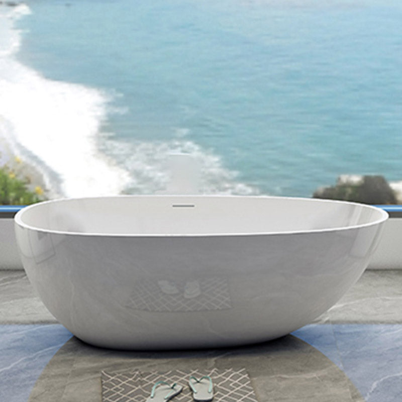 Modern Stone Bathtub Freestand Soaking Bathtub with Drain Bath Tub