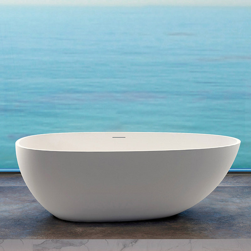 Modern Stone Bathtub Freestand Soaking Bathtub with Drain Bath Tub