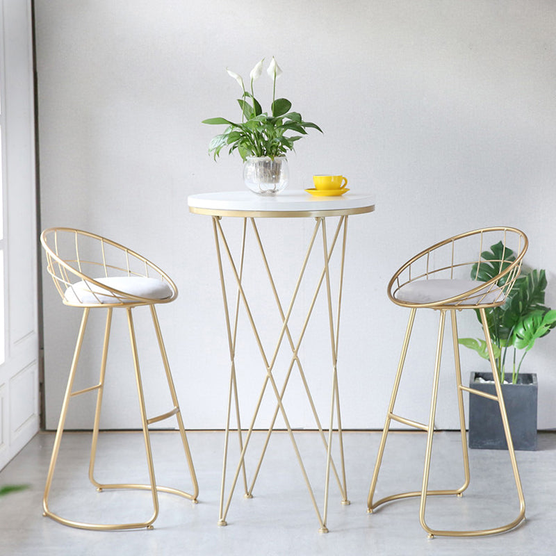 Contemporary Low Back Bar Stools Metal Barstool with Cushion for Bar